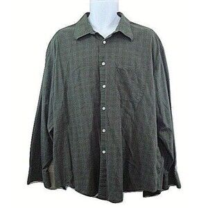 Izod Button Front Shirt Long Sleeve Green Mens Size 2XL